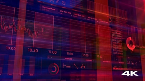 Futuristic Corporate Financial Data HUD Display