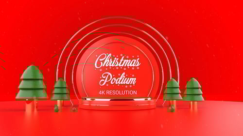 Animated Christmas Product Display Stage with Golden Rings