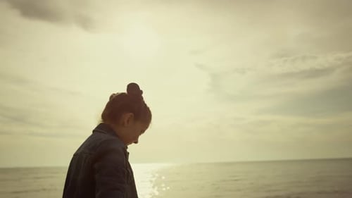 Happy Kid Playing Fun at Sea Beach Coast