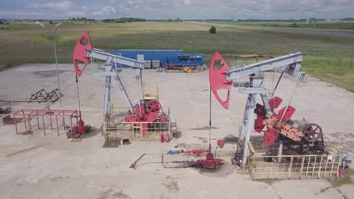 Oil Pump Jacks Operating in Field