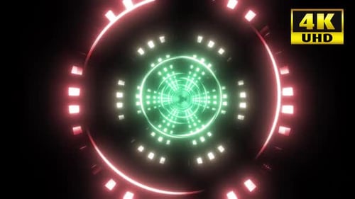 Abstract Futuristic Geometric Light Tunnel Loop Background
