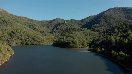 Aerial View of a River Between Mountain