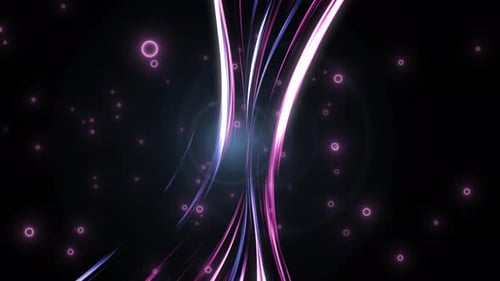 Futuristic Glowing Light Trails with Purple Particles Loop Background