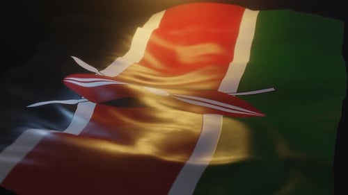 Realistic Slow Motion Waving Kenya Flag Background