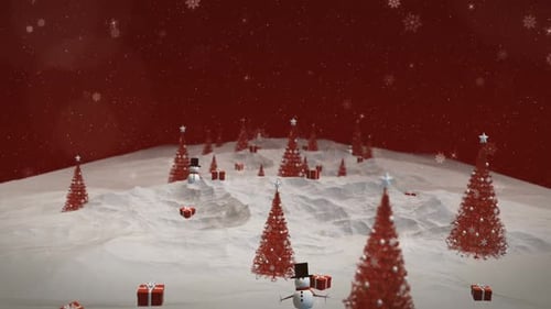 Festive Christmas Winter Wonderland Animation with Snowmen and Presents