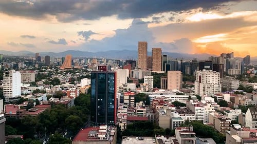 sunset timelapse in mexico city and golden hour