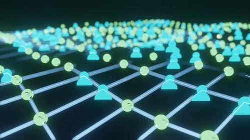 Abstract Digital Network with Connected User Icons Loop