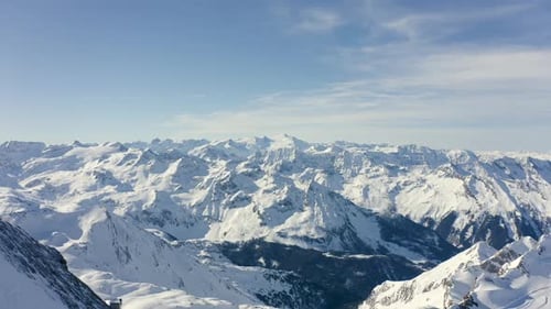 Aerial View of Snow Covered Mountain Range