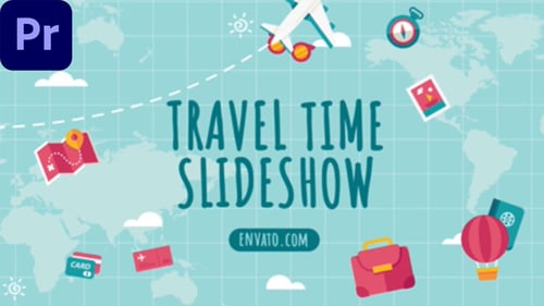Animated Travel Slideshow with Flat Icons