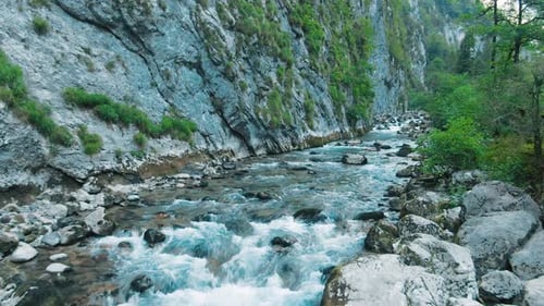 Aerial Top View of a Mountain River
