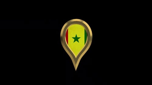 Icono de pin de oro de ubicación giratoria 3D de Senegal