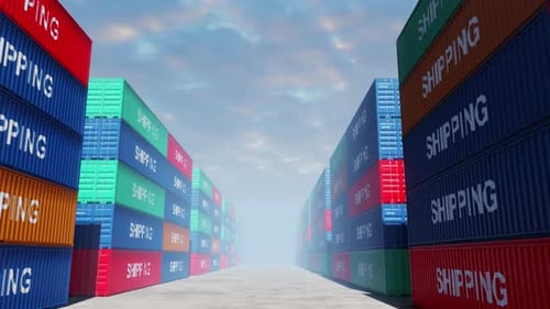 Global Shipping Containers Logistics Warehouse Loop Background