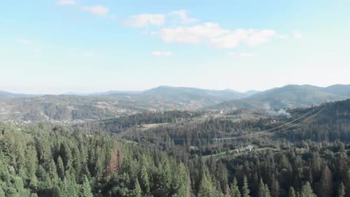 Village valley surrounded by mountains