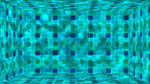 Abstract Blue Green Geometric Tiles Looping Background