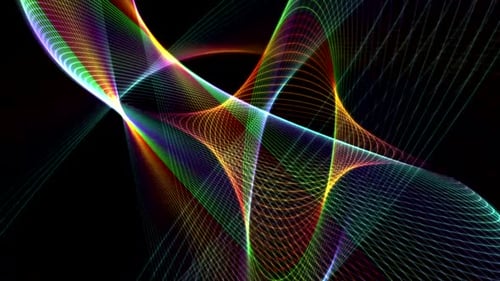 Abstract Fluid Neon Light Waves Loop Background