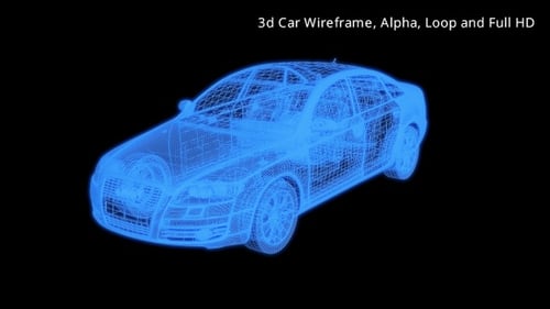 Rotating Futuristic Wireframe Car Hologram Blueprint Animation