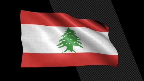 Realistic Lebanon National Flag Waving