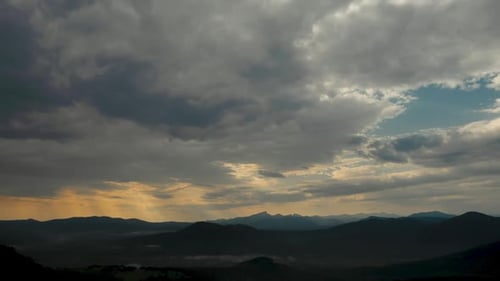 Dramatic Mountain Range at Sunrise or Sunset