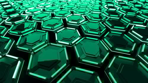 Animated Green Glowing Hexagon Grid Background Loop