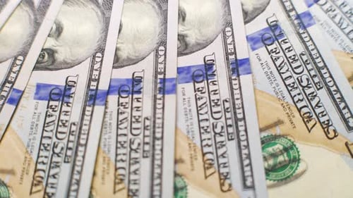 Close-Up of One Hundred US Dollar Bills