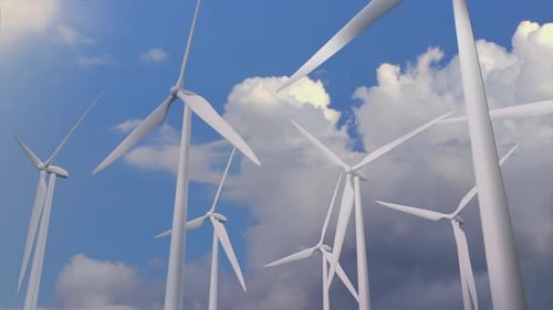 Wind Turbines Clean Green Wind Energy to Reduce Carbon Footprint and Against Global Warming