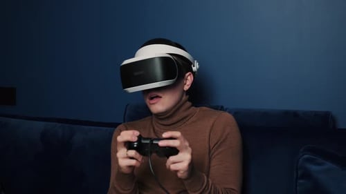 Young Adult Gaming with Virtual Reality Headset