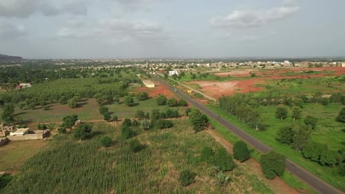 Africa Mali Village And Truck Aerial View