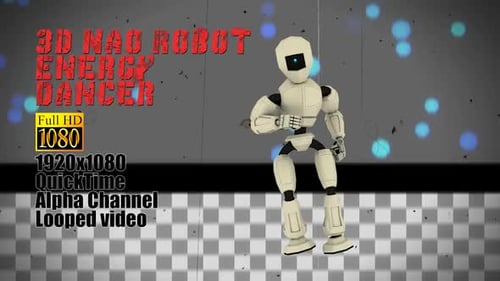 Dancing Robot Character Animation Loop with Alpha Channel