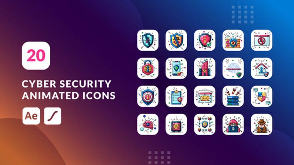 Animated Digital Security Icons for Cyber Protection, Elements ft ...