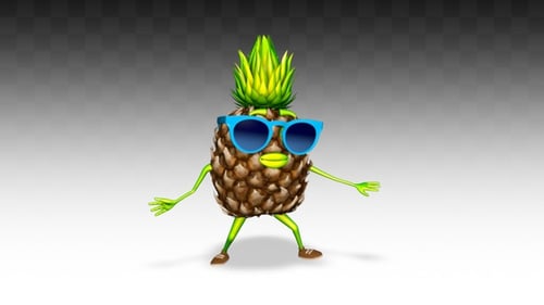 Animated Dancing Pineapple Character with Sunglasses