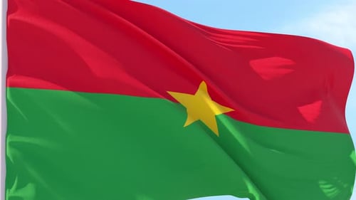 Realistic Burkina Faso Flag Waving Seamlessly in Wind