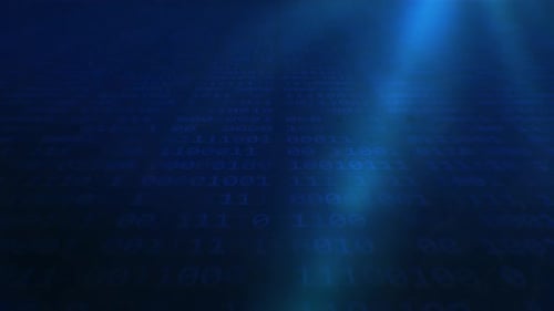 Abstract binary code for technology on blue background..