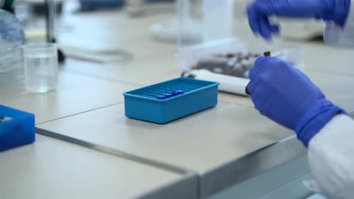 Pharmaceutical Plant Factory Worker Changing Putting Caps on Bottles Spbas