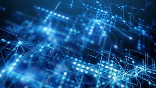 Futuristic Blue Digital Network Circuit Board Animation