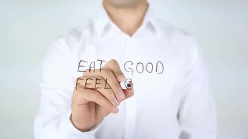 Eat Good Feel Good Written on Glass