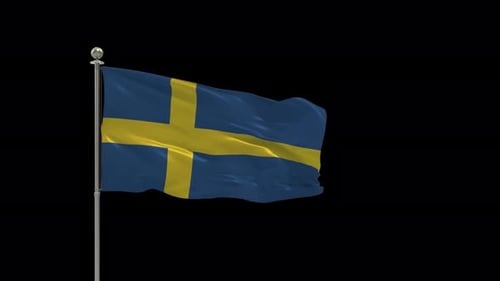 Sweden Flag Waving Seamless Loop Animation