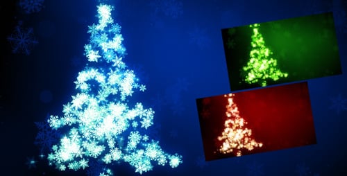 Animated Glowing Snowflake Christmas Tree for Holiday Backgrounds