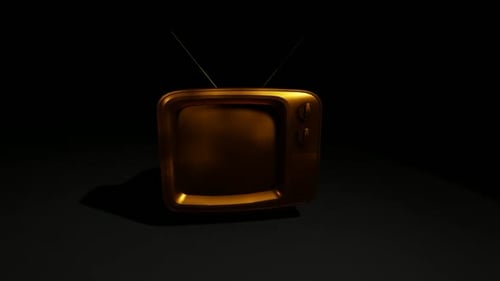 Golden Retro Television Set Spinning Intro Reveal