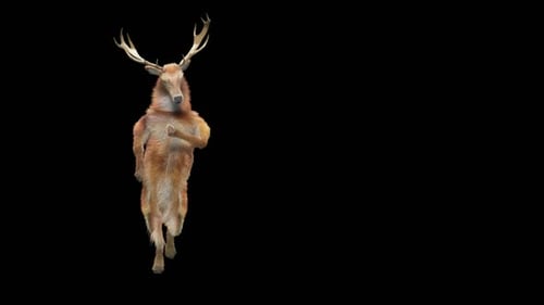 Animated 3D Deer Dancing on Black Background