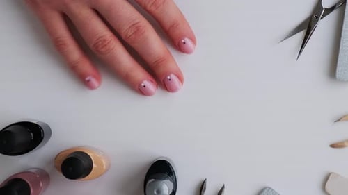 Hand and Manicure Tools Arranged Flat Lay