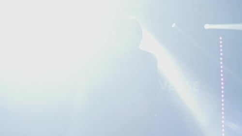 Mature Man Presenting on Metaverse Technology on Stage