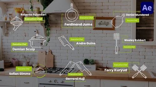 Animated Chef Lower Thirds with Kitchen Icons