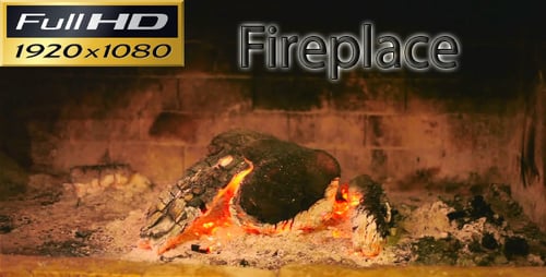 Fireplace Embers Glow with Smoldering Wood
