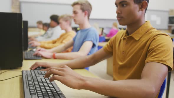 Students working on computers in high school class, People Stock ...