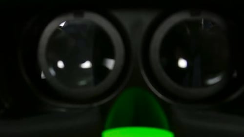 Male Hand Taking a Virtual Reality Headset. Green Screen. Close Up