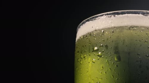 Green Beverage Glass Rotation