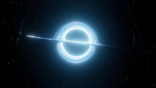 Deep Space Gargantua Monster mit schwarzem Loch, Blau
