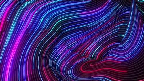 Abstract Neon Light Trails Waving Background Loop
