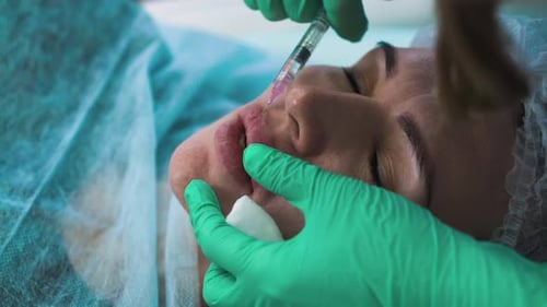 Lip Filler Injection Close Up Medical Procedure