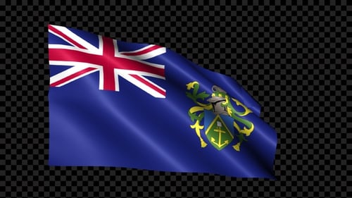 Realistic Pitcairn Islands Flag Waving Animation